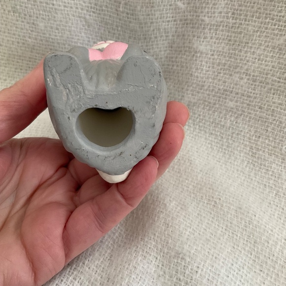 Ceramic Bunny Handpainted 5.5” Gray Pink Purple Easter Spring - Picture 5 of 10